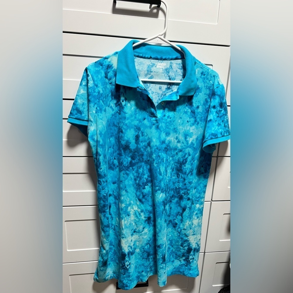 Lands' End Blue Fitted Polo Dress Short Sleeve (D2)